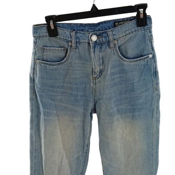 Blank NYC Womens Size 26 High Rise Tapered Leg Jeans Light Wash Distressed Denim - Picture 2 of 7